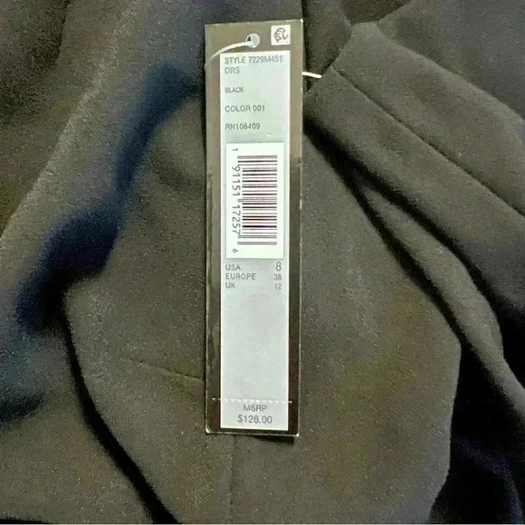 TAHARI ASL Ruched Waist Crepe Sheath Career Dress 3/4 Sleeve Black Size 8, NWT - Picture 5 of 5